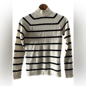 Joe Fresh mock neck stripped cashmere sweater